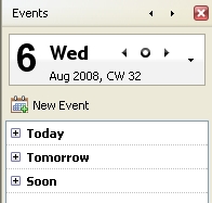 Events in Today Pane with mini-day