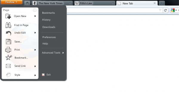 Firefox Menu button 2 column start menu.png