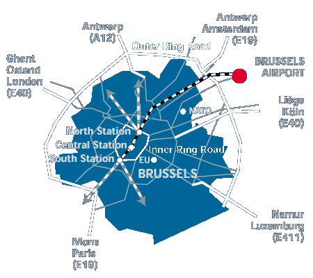Brysselin lentokenttä kartta