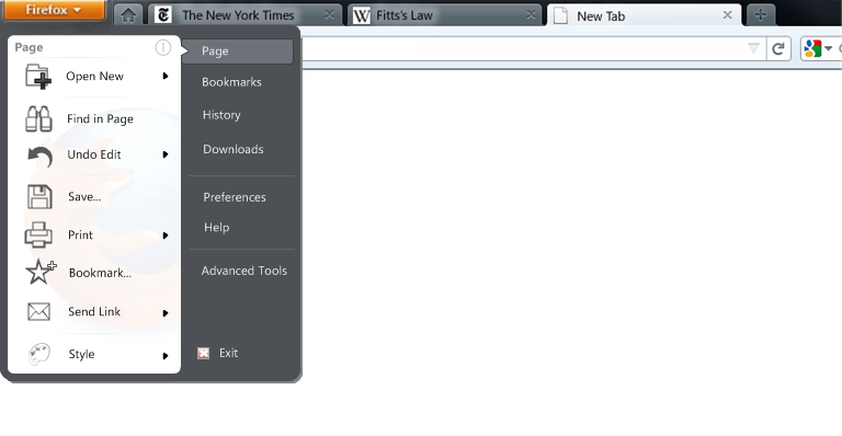 Firefox Menu button 2 column start menu right to left.png