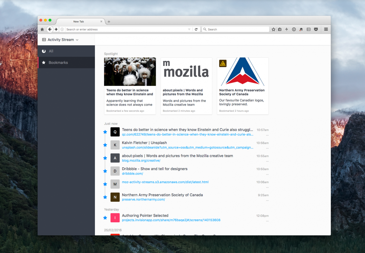 Firefox/Activity Stream Updates MozillaWiki