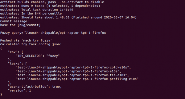 mach try fuzzy filter platform build type test
